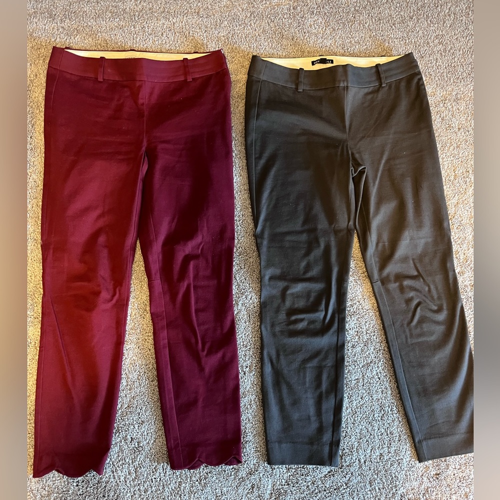 J. Crew Factory side zip cropped ponte pants. 2 pairs. Size 2